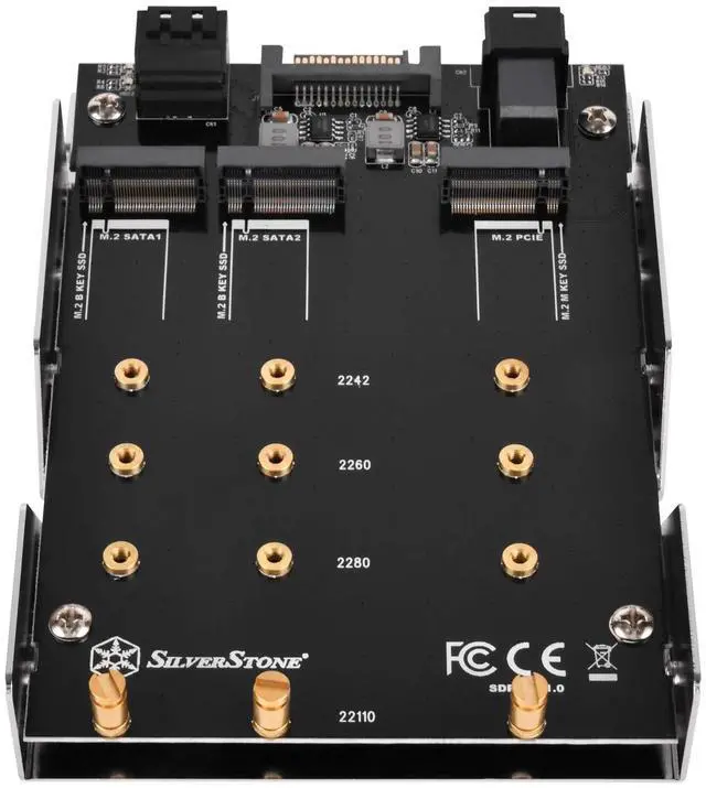 Alt view image 14 of 18 - 3.5" device bay to two M.2 SATA & one M.2 NVMe SSD adapter with 2x SATA cable includes