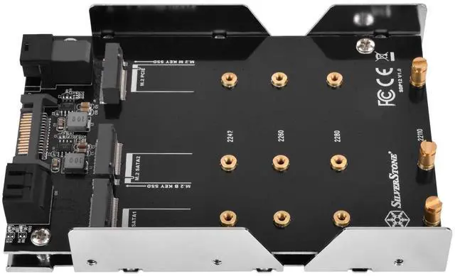 Alt view image 17 of 18 - 3.5" device bay to two M.2 SATA & one M.2 NVMe SSD adapter with 2x SATA cable includes