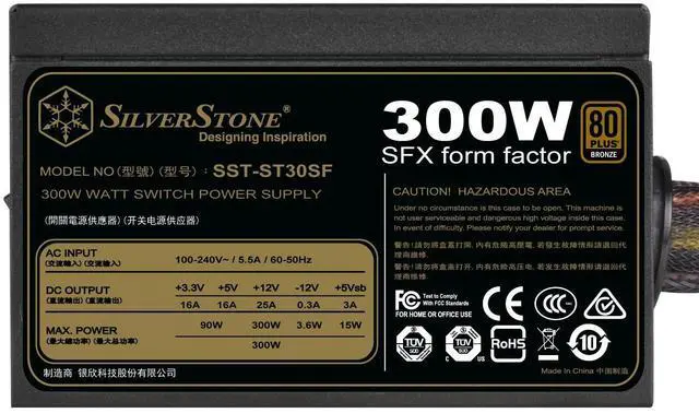 Alt view image 7 of 12 - silverstone technology 300w sfx form factor 80 plus bronze power supply (st30sf-v2-usa)