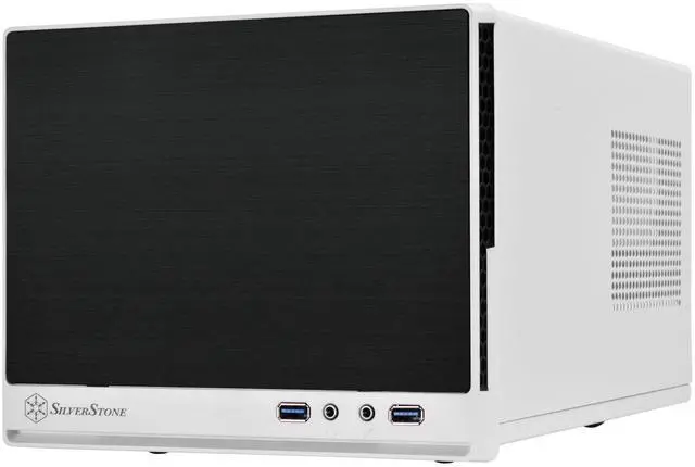 Alt view image 3 of 8 - White&Black, ABS bezel, steel body, Mini-ITX, 1x3.5" or 2x2.5", 1x2.5", 1x120 or 140 fan/radiator slot, 1xaudio, 1xMIC, 2xUSB3.0, ATX PSU support