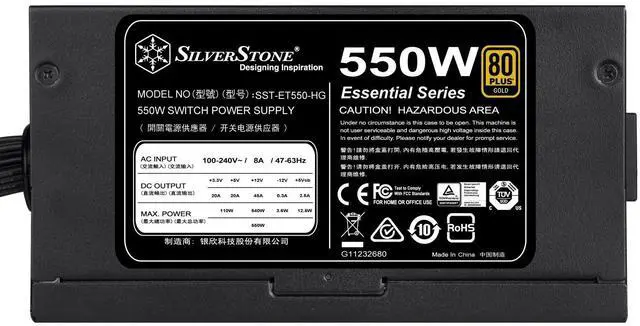 Alt view image 9 of 14 - silverstone technology 550 watt semi-modular 80 plus gold computer power supply psu et550-hg