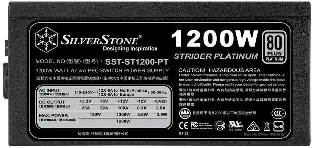 Alt view image 8 of 8 - SilverStone Technology Strider 1200W 80 Plus Platinum Modular PSU 1200 Power Supply (PS-ST1200-PT)