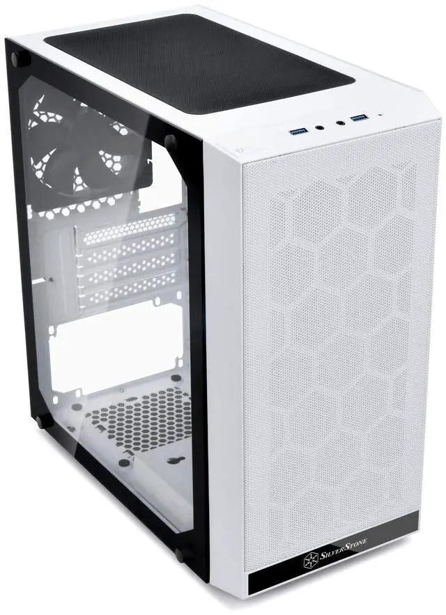 Alt view image 6 of 10 - White, Plastic Bezel, Steel Body black internal, M-ATX M/B, 2*120mm RGB fan, 1*120mm fan, 1*3.5"+ 3*2.5" Internal, 1*audio, 1*MIC, 2*USB3.0, glass windows side panel