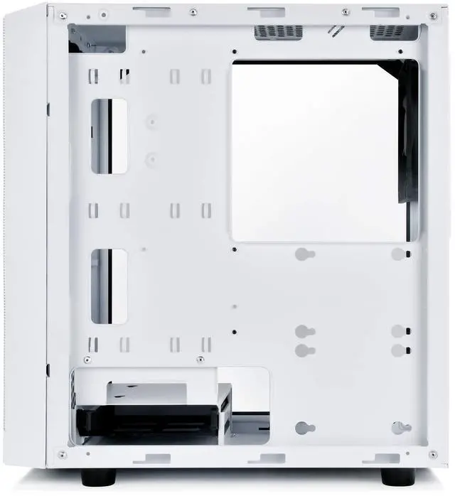 Alt view image 9 of 10 - White, Plastic Bezel, Steel Body black internal, M-ATX M/B, 2*120mm RGB fan, 1*120mm fan, 1*3.5"+ 3*2.5" Internal, 1*audio, 1*MIC, 2*USB3.0, glass windows side panel