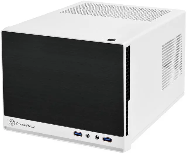 Alt view image 2 of 8 - White&Black, ABS bezel, steel body, Mini-ITX, 1x3.5" or 2x2.5", 1x2.5", 1x120 or 140 fan/radiator slot, 1xaudio, 1xMIC, 2xUSB3.0, ATX PSU support