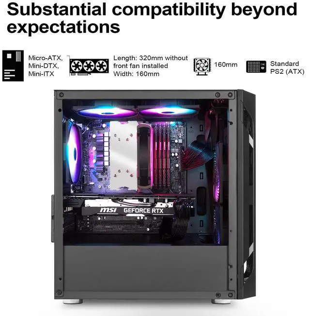 Alt view image 4 of 8 - silverstone fah1mb solid side panel, black, mid-tower micro-atx case with mini-dtx and mini-itx support (fara h1m)