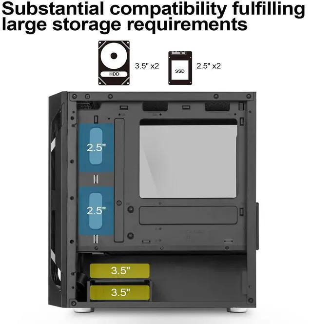 Alt view image 5 of 8 - silverstone fah1mb solid side panel, black, mid-tower micro-atx case with mini-dtx and mini-itx support (fara h1m)