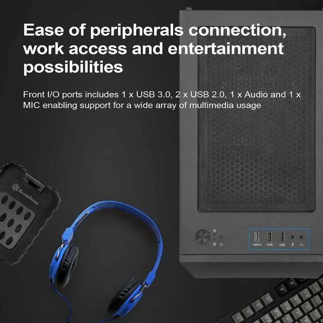 Alt view image 8 of 8 - silverstone fah1mb solid side panel, black, mid-tower micro-atx case with mini-dtx and mini-itx support (fara h1m)