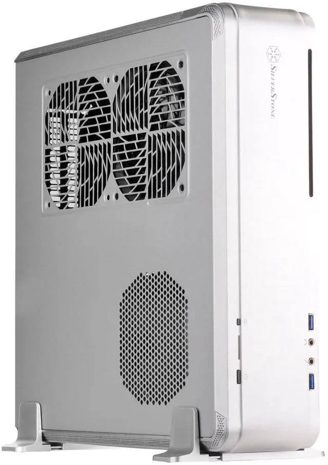 Alt view image 3 of 7 - Silver  ABS Bazel  steel body black internal   Mini-ITX  1*Slim ODD  1X3.5""  3*2.5""  2*120 fan and 1x120 fan slot  1*audio  1*MIC  2*USB3.0 Riser card:  One PCI-E x16 Expansion slots: 2  Support SFX