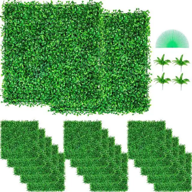 Alt view image 3 of 3 - VEVOR Artificial Boxwood Panel Hedge Decor 48 Pcs 10x10 Inch Privacy Fence Panel Grass
