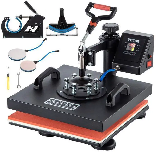 Alt view image 3 of 3 - VEVOR 5 In 1 Heat Press 15" X 15" Digital Clamshell Sublimation for DIY Mug Cap Plate