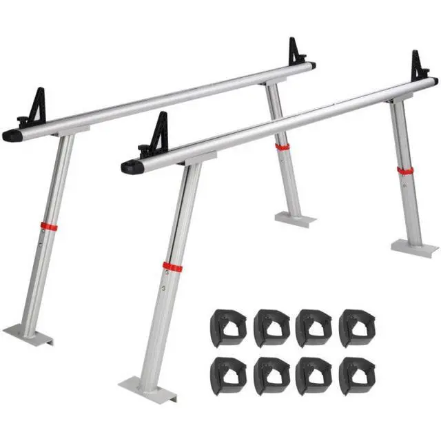 Alt view image 3 of 3 - VEVOR Truck Rack, 800 lbs Capacity, 19-34in Adjustable Height, Aluminum Ladder Rack for Truck with 8 Non-Drilling C-clamps, Heavy Duty Truck Bed Rack Two-Bar Set for Kayak, Surfboard, Lumber, Ladder