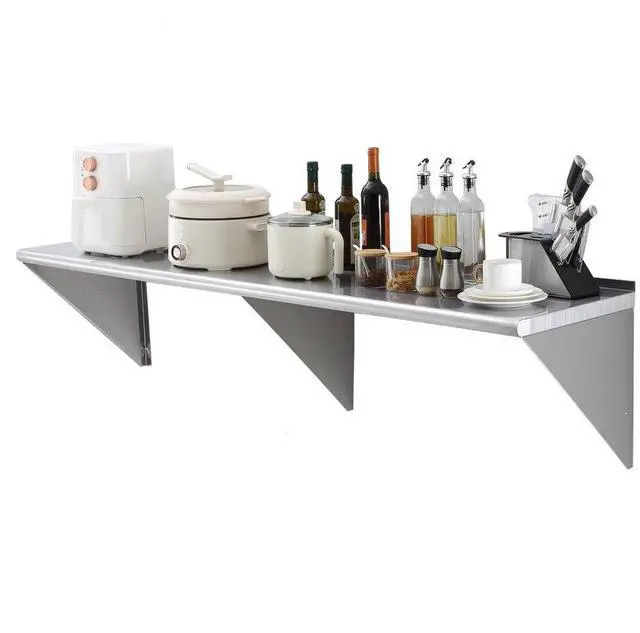 Alt view image 2 of 9 - VEVOR 18" x 72" Stainless Steel Shelf, Wall Mounted Floating Shelving with Brackets, 500 lbs Load Capacity Commercial Shelves, Heavy Duty Storage Rack for Restaurant, Kitchen, Bar, Home, and Hotel