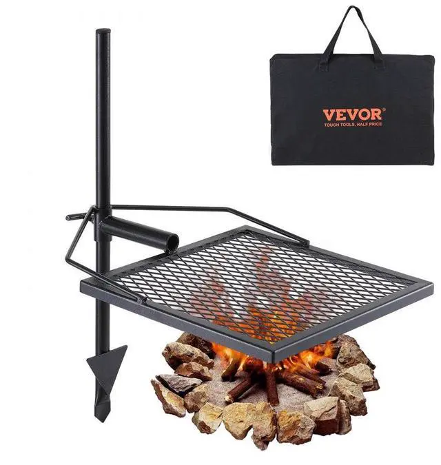 Alt view image 2 of 2 - VEVOR Swivel Campfire Grill, Fire Pit Grill Grate over Fire Pits, Heavy Duty Steel Grill Grates, 360° Adjustable Open Fire Outdoor Cooking Equipment, Portable Camp Fire Racks for Camping Outdoor BBQ