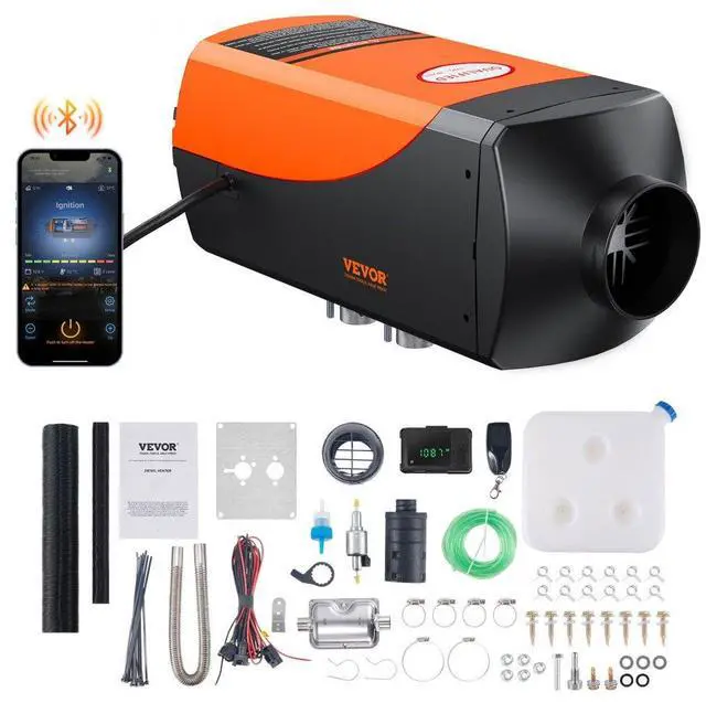 Alt view image 2 of 2 - VEVOR Bluetooth App Control Diesel Air Heater, 12V 5KW Diesel Heater with Automatic Altitude Adjustment, Remote Control and LCD, Diesel Parking Heater for RV Trailer Camper Van Boat And Indoors