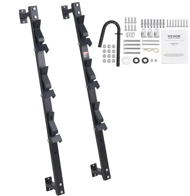 Alt view image 2 of 9 - VEVOR Trimmer Rack, 3 Place Weeder Trimmer Rack, Trim Holder Trailer Rack with Zinc Alloy Password Lock, Wall-mounted or Mount on Enclosed Trailer Landscape Weed Eater, Pair