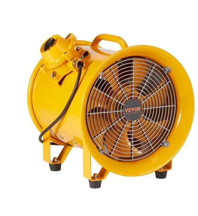 Alt view image 2 of 3 - VEVOR Portable Ventilator, 10" Heavy Duty Cylinder Fan, 350W Strong Shop Exhaust Fan 1942CFM, 9.8ft Power Cord (No charging head), Industrial Utility Blower for Sucking Dust, Smoke Home/Workplace