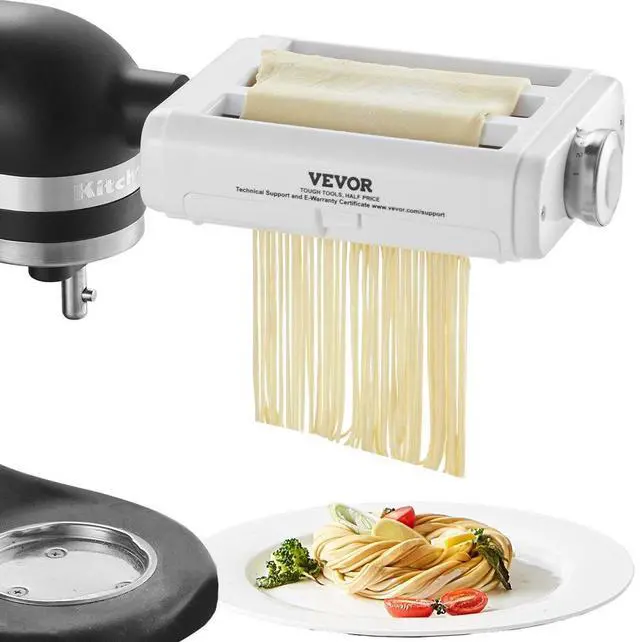 Alt view image 2 of 9 - VEVOR Pasta Attachment for KitchenAid Stand Mixer, 3-IN-1 Stainless Steel Pasta Roller Cutter Set Including Pasta Sheet Roller, Spaghetti and Fettuccine Cutter, 8 Adjustable Thickness Knob Pasta Maker