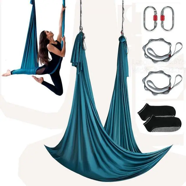 Alt view image 2 of 9 - VEVOR Aerial Yoga Hammock & Swing, 5.5 Yards, Aerial Yoga Starter Kit with 100gsm Nylon Fabric, Full Rigging Hardware & Easy Set-up Guide, Antigravity Flying for All Levels Fitness Bodybuilding, Green