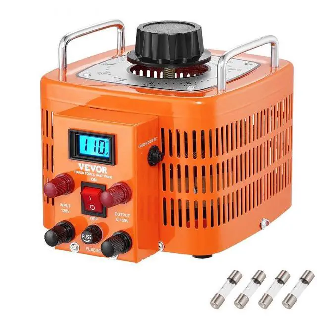 Main image of VEVOR 3000VA Auto Variable Voltage Transformer, 23 Amp, 110V Input 0-130V Output AC Voltage Regulator, with LCD Display 4 Extra Fuses Thermal Control Switch for Home Industrial Office