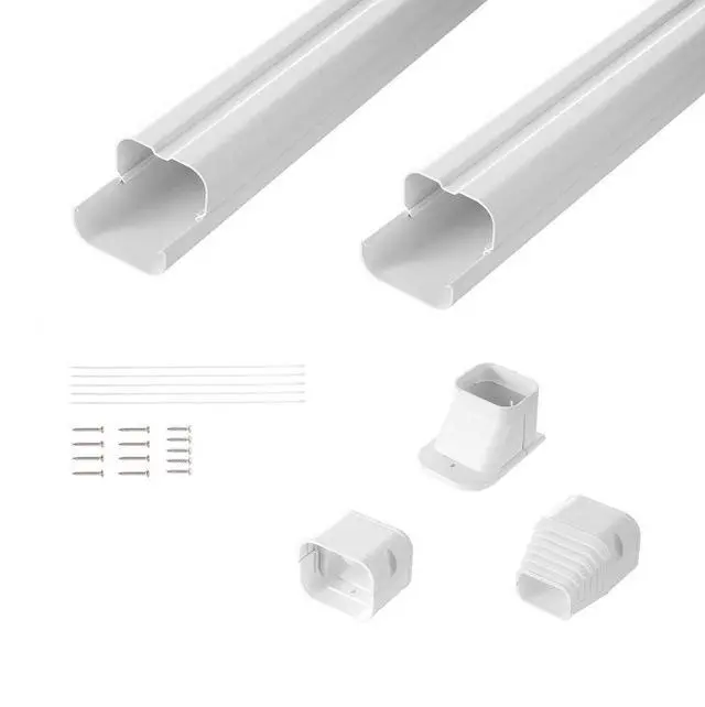 Alt view image 3 of 3 - VEVOR Mini Split Line Set Cover 3-inch W 7.4Ft L, PVC Decorative Pipe Line Cover For Air Conditioner with 2 Straight Ducts & Full Components Easy to Install, Paintable for Heat Pumps, White