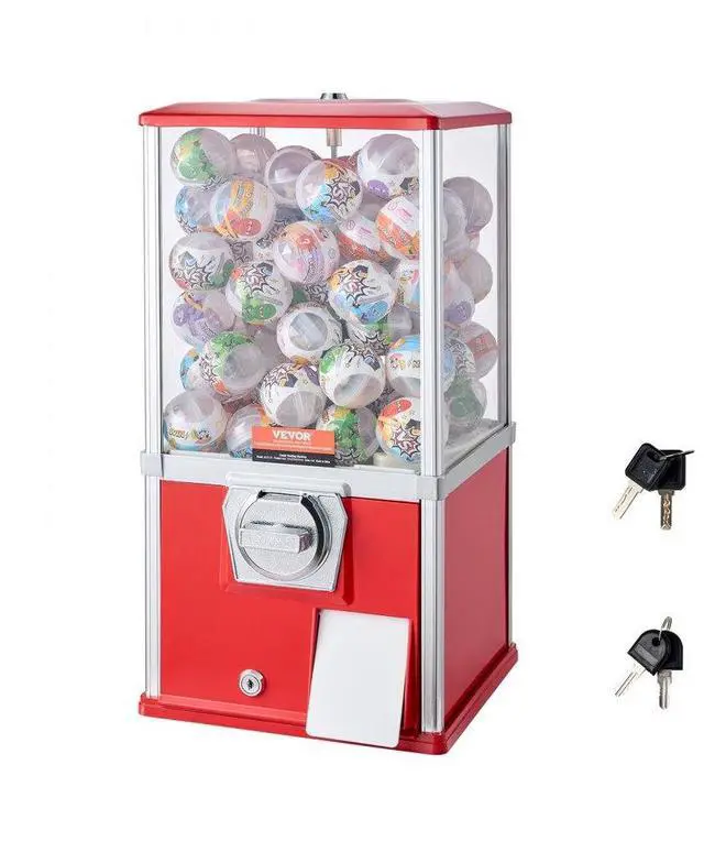 Alt view image 3 of 3 - VEVOR 21"H Gumball Machine Vending Coin Bank Vintage Gumballs Dispenser PS Red