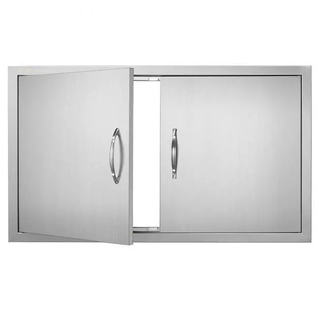 Alt view image 2 of 2 - VEVOR BBQ Access Door, 36W x 21H Inch Double Outdoor Kitchen Door, Stainless Steel Flush Mount Door, Wall Vertical Door with Handles, for BBQ Island, Grilling Station, Outside Cabinet