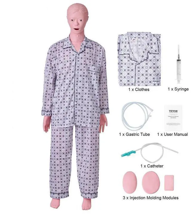 Alt view image 2 of 2 - VEVOR Nursing Training Manikin, Male Life Size Demonstration Human Manikin for Nursing Training, Multifunctional Education Teaching Model Supplies, PVC Anatomical Mannequin Body Care Simulator Model