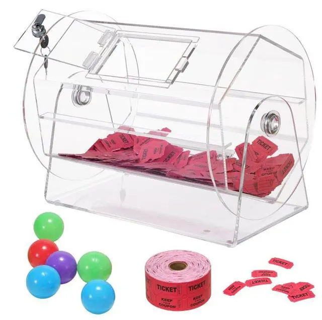 Alt view image 2 of 2 - VEVOR Acrylic Raffle Drum,Professional Raffle Ticket Spinning Cage with 2 Keys, Transparent Lottery Spinning Drawing, Holds 5000 Tickets or 200 Raffle Balls, Raffle Ticket Box for Lottery Games Bingo