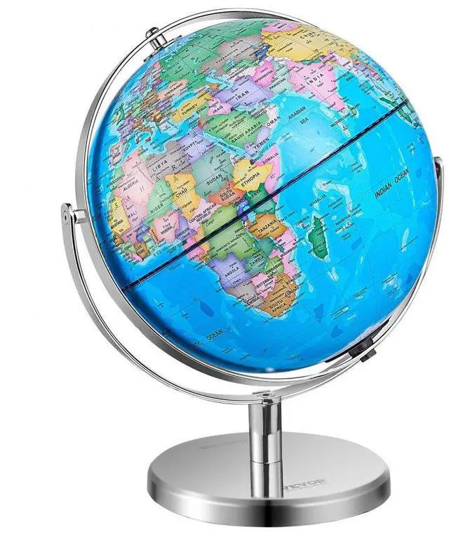 Alt view image 2 of 9 - VEVOR Illuminated World Globe with Stand, 13 in/330.2 mm, Educational Earth Globe with Stable Heavy Metal Base HD Printed Map and LED Night Lighting, 720° Spinning Globe for Kids Classroom Learning