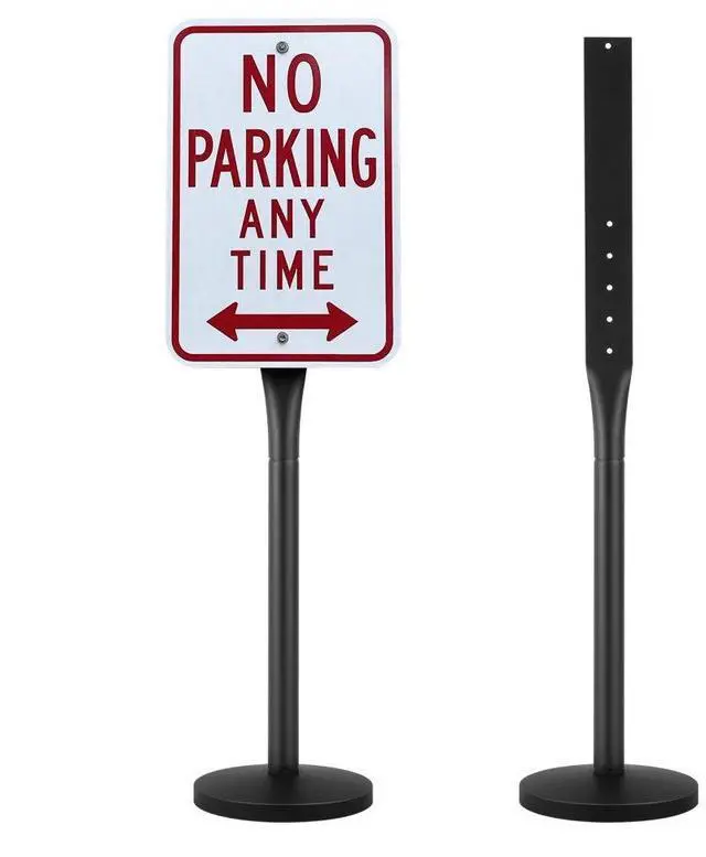 Main image of VEVOR Cast Iron Sign Post, 4 ft Portable Heavy Duty Steel Post Sign Holder with Hard Plastic Base & Wheels, U-Channel Sign Stand for Garden, Courtyard, Farm or Traffic Intersection, Black