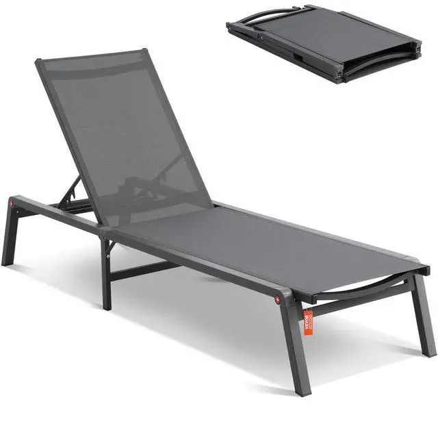 Alt view image 2 of 2 - VEVOR Chaise Lounge Chair Outdoor Patio Lounge Chair with Adjustable 5-Position