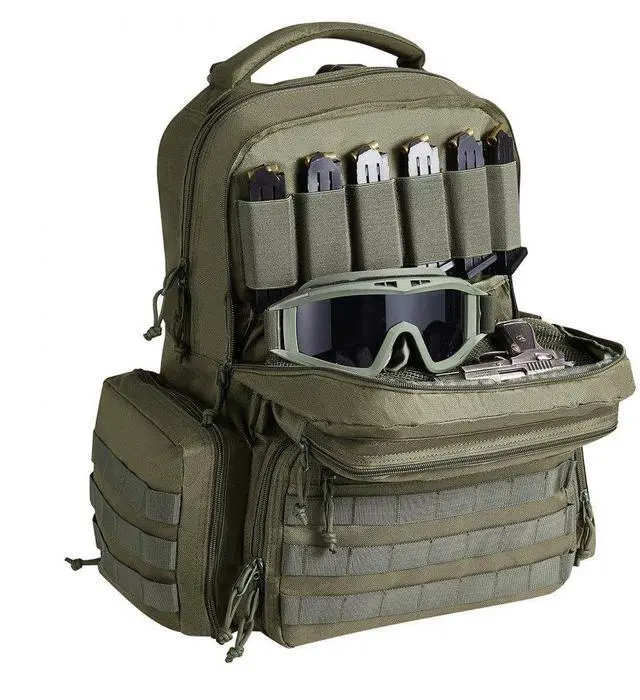 Alt view image 2 of 2 - VEVOR Tactical Range Backpack for 6 Pistols Gun Backpack Green,Range Bag for Handguns Gun Case Bag with Lockable Zipper for Shooting Range Outdoor Hunting