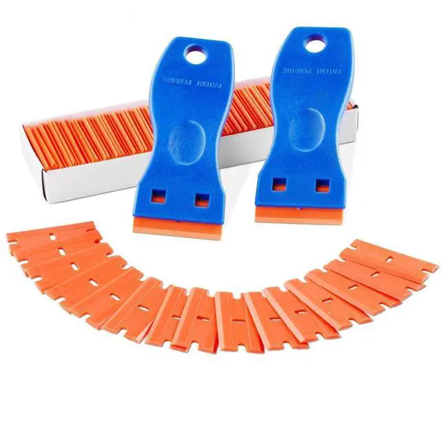 Main image of VEVOR Plastic Razor Blade Scraper 2PCS Scraper Tool 120PCS POM Plastic Blades