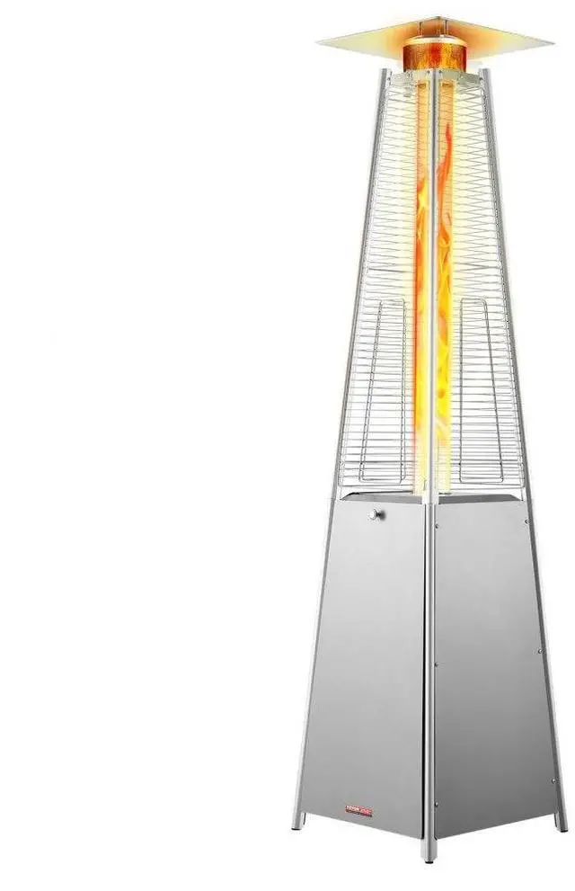 Alt view image 2 of 9 - VEVOR Propane Patio Heater 48000BTU Pyramid w/Wheels for Outdoor Patio Silver
