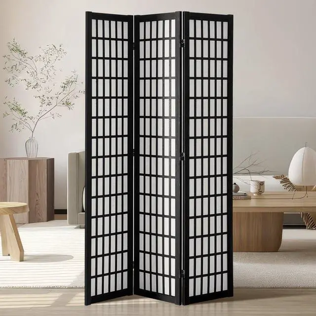 Alt view image 2 of 2 - VEVOR  Room Divider, 3 Panel Japanese Room Divider, Wood Folding Privacy Screen Indoor, Japanese Partition Dividers Portable Decoration Screens, for Room Separation Home Office Restaurant & Bedroom