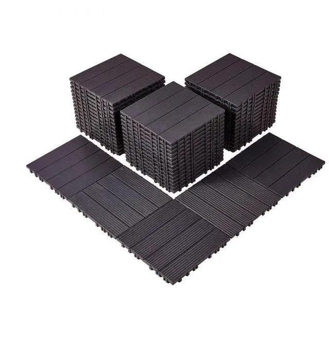 Alt view image 2 of 9 - VEVOR Interlocking Deck Tiles 54 Pack 12"x12" Waterproof for Porch Dark Brown
