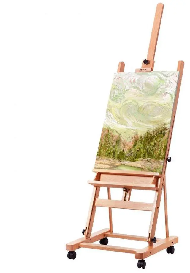 Alt view image 2 of 2 - VEVOR Studio H-Frame Easel Holds Canvas Art up to 48" Beechwood Artists Easel