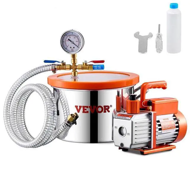 Main image of VEVOR 1.5 Gallon Vacuum Chamber 3.5CFM Single Stage Pump Degassing Chamber Kit