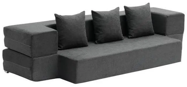 Alt view image 2 of 2 - VEVOR Folding Sofa Bed 3-in-1 Foldable Couch Bed with 3 Pillows Dark Grey Twin