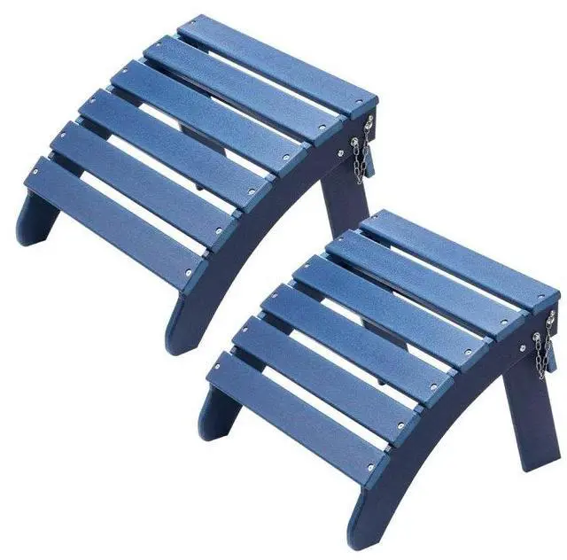 Alt view image 2 of 2 - VEVOR Adirondack Ottoman 2 Set 18.7L x 18.9W x 13.8H Inch HDPE Folding Footrest Blue