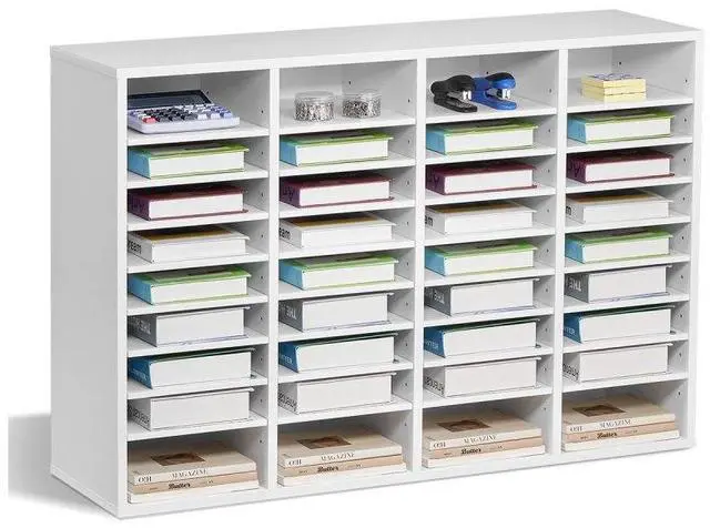 Main image of VEVOR Literature Organizer, 36 Compartments Office Mailbox with Adjustable Shelves, Wooden Mailbox Sorter Medium Density Fiberboard Office Home Classroom Storage for Files, Documents, Papers, White