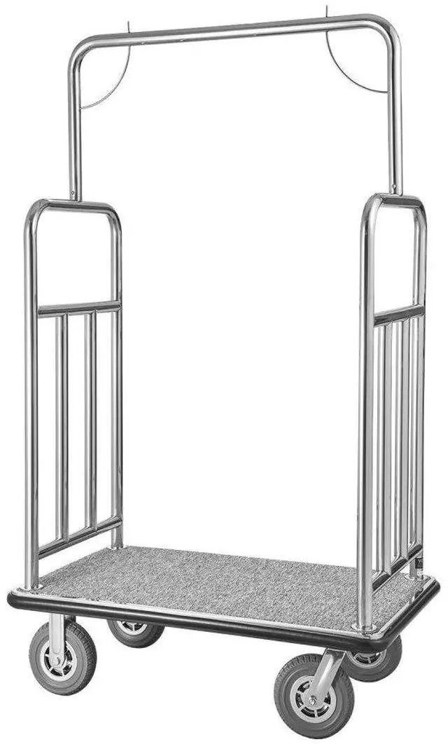 Main image of VEVOR Hotel Luggage Cart 1200 LBS Brushed Stainless Steel Finish Bellman's Cart