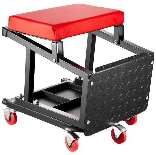 Alt view image 2 of 2 - VEVOR Mechanic Stool Rolling Work Seat 300 lbs Load Seat/Step Stool with Wheels