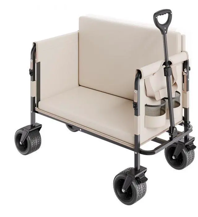 Alt view image 2 of 2 - VEVOR Foldable Wagon Cart Converts to Bench 450lb Load & 220L Utility Wagon for Camp