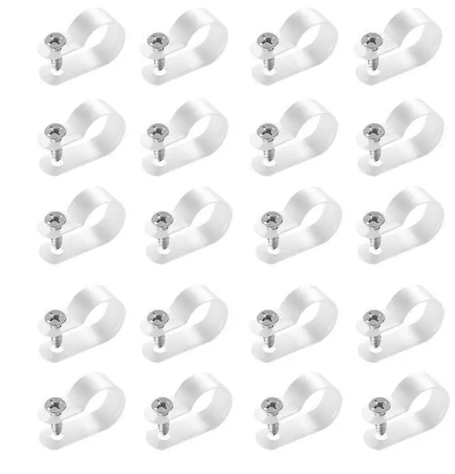 Main image of VEVOR R-Type Cable Clip 0.51 in Wire Clamp 100 Pack Screws for Cable Management