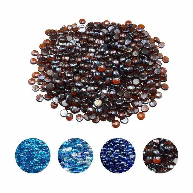 Main image of VEVOR 10 LBS Fire Glass 3/4-Inch Round Fireplace Glass Rocks for Fire Pit Rich Amber