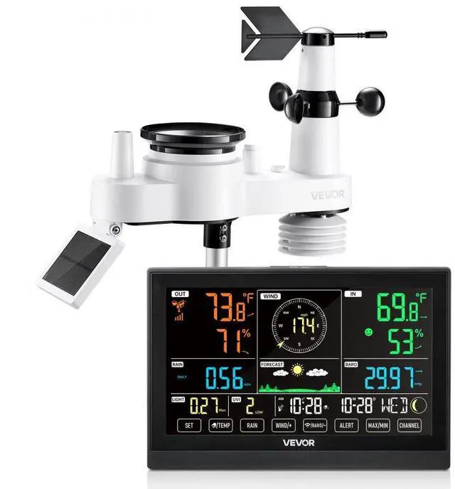 Main image of VEVOR 7-in-1 Wireless Weather Station 7.5 in Display Indoor Outdoor Thermometer Sensor