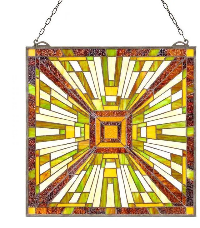 Main image of VEVOR Stained Glass Tiffany Style Hanging Window Panel with Chain 20 x 21 Inches