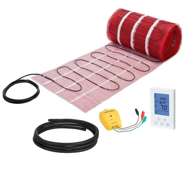 Main image of VEVOR 150 sqft Self-Adhesive Mesh Floor Heating Mat 120V with Thermostat